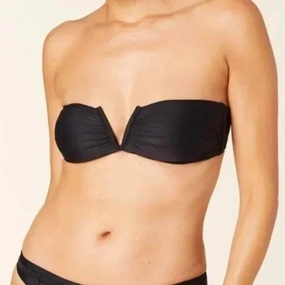 NWT Andie The Scala V Shaped Notch Bikini Strapless Bandeau Top Swim Small Black